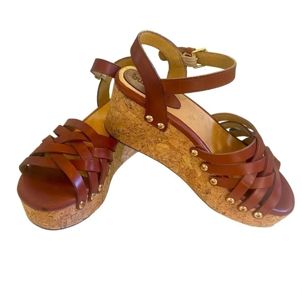 Bussola Mansfield Mavis Brown Leather Wedges 10 or 41